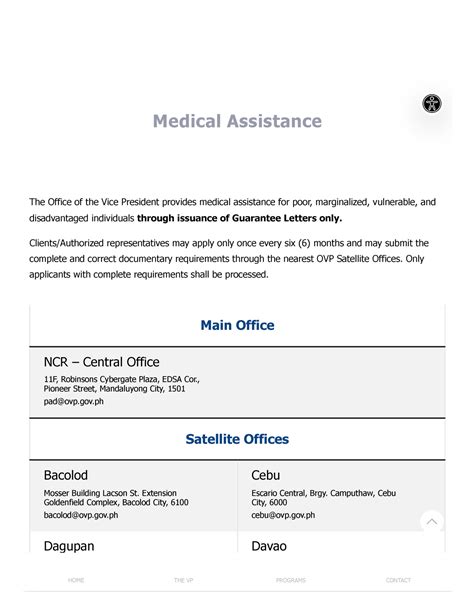 Medical Assistance from the Office of the President of the .